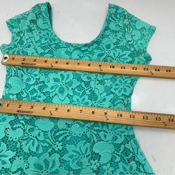 Vintage Y2K Womans Crochet‎ Top Small Green Floral Sheer Lace Flowy Fairy Boho - Picture 9 of 10